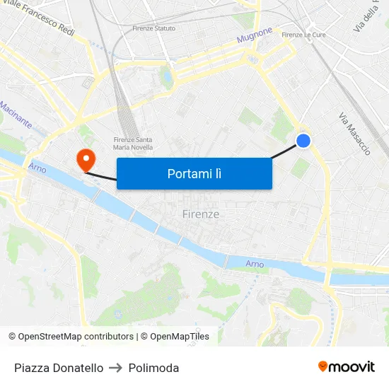 Piazza Donatello to Polimoda map