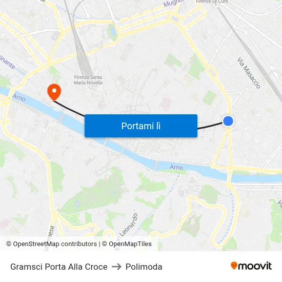 Gramsci Porta Alla Croce to Polimoda map