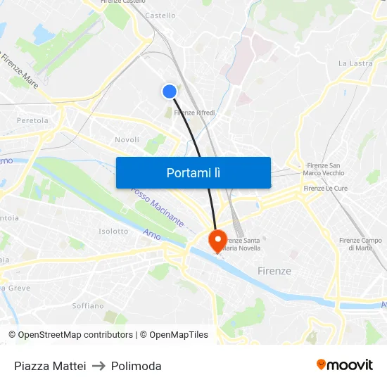Piazza Mattei to Polimoda map