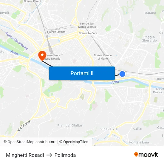 Minghetti Rosadi to Polimoda map