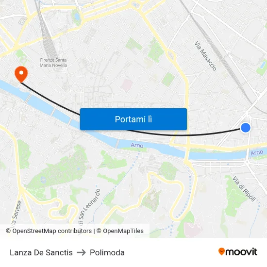 Lanza De Sanctis to Polimoda map