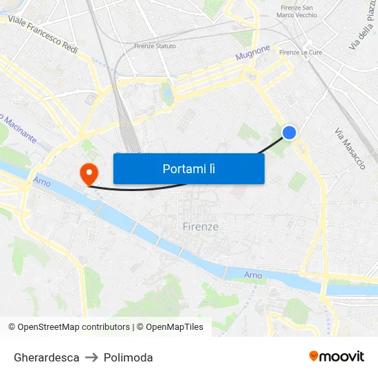 Gherardesca to Polimoda map