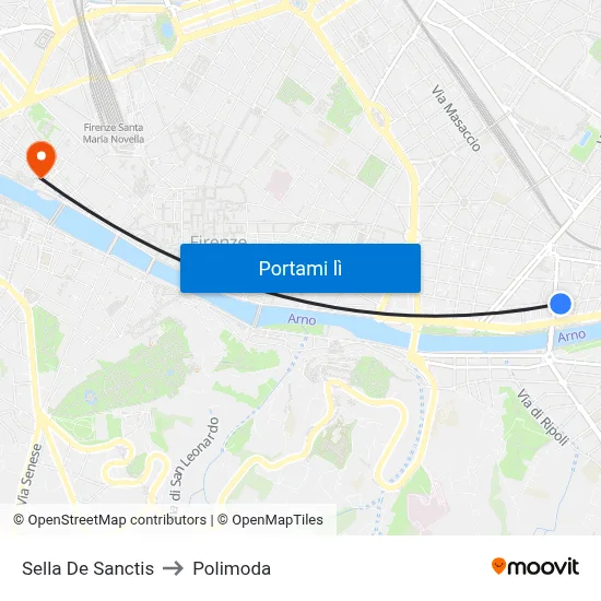 Sella De Sanctis to Polimoda map