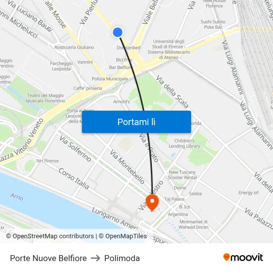 Porte Nuove Belfiore to Polimoda map
