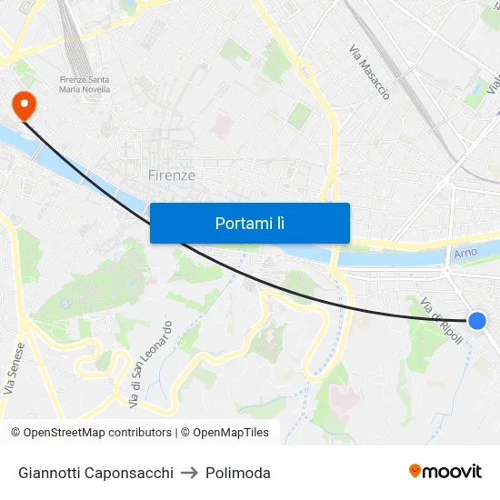 Giannotti Caponsacchi to Polimoda map