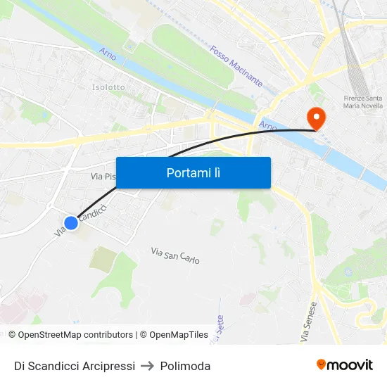 Di Scandicci Arcipressi to Polimoda map