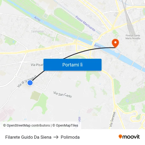 Filarete Guido Da Siena to Polimoda map