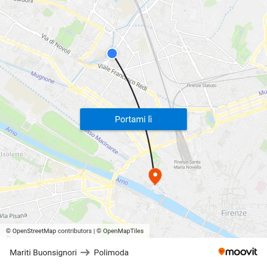 Mariti Buonsignori to Polimoda map