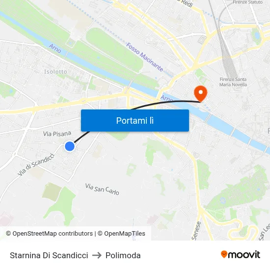 Starnina Di Scandicci to Polimoda map