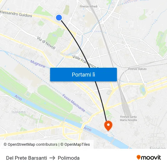 Del Prete Barsanti to Polimoda map