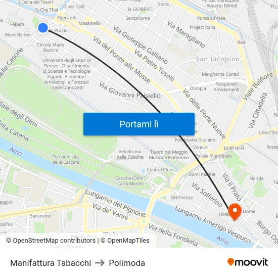 Manifattura Tabacchi to Polimoda map
