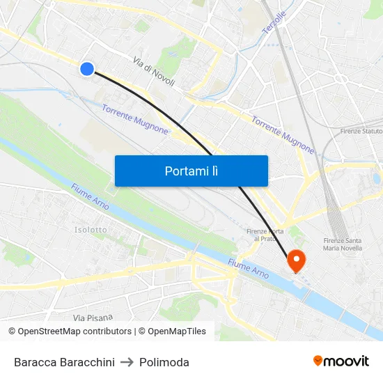 Baracca Baracchini to Polimoda map