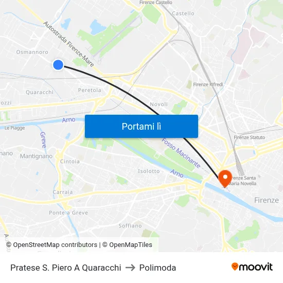 Pratese S. Piero A Quaracchi to Polimoda map