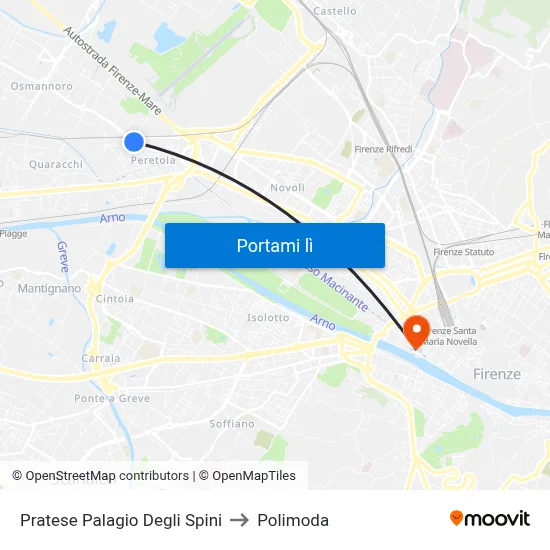 Pratese Palagio Degli Spini to Polimoda map