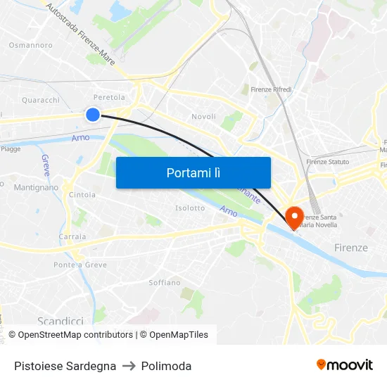 Pistoiese Sardegna to Polimoda map