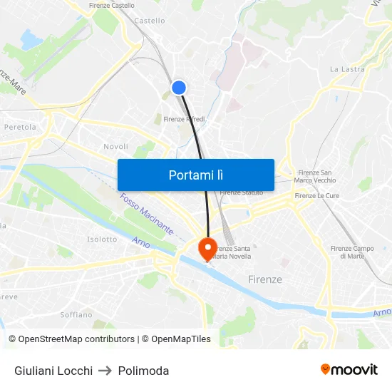 Giuliani Locchi to Polimoda map