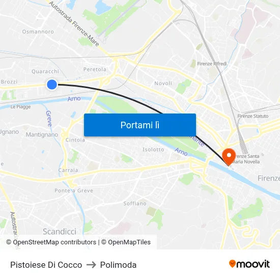 Pistoiese Di Cocco to Polimoda map