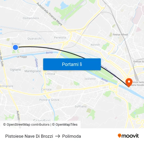 Pistoiese Nave Di Brozzi to Polimoda map