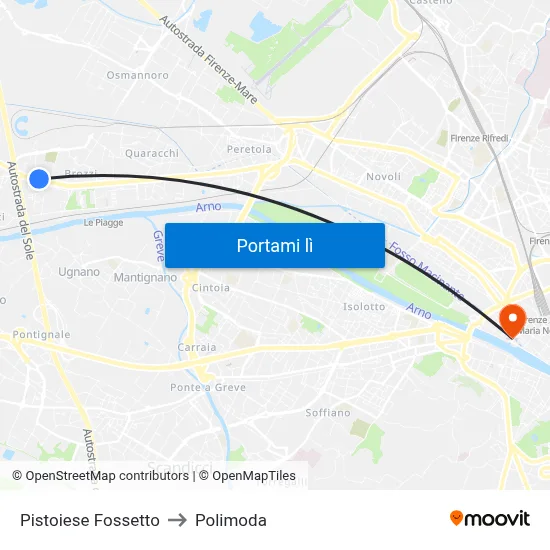 Pistoiese Fossetto to Polimoda map