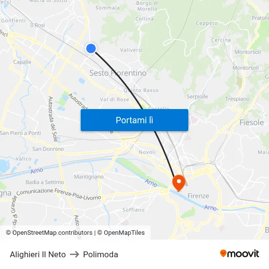Alighieri Il Neto to Polimoda map