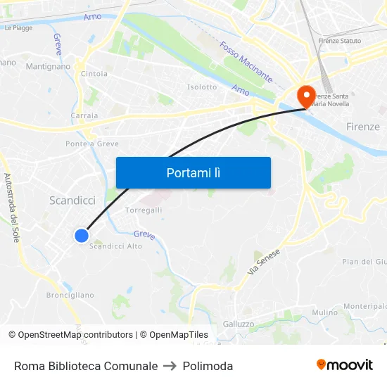 Roma Biblioteca Comunale to Polimoda map