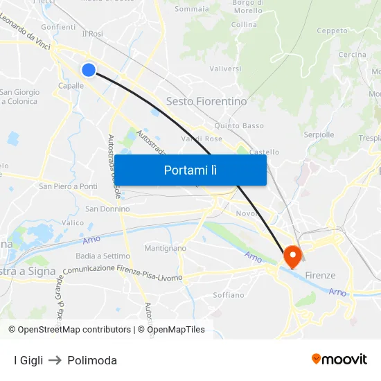 I Gigli to Polimoda map