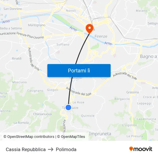 Cassia Repubblica to Polimoda map