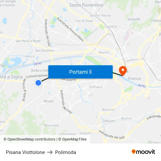Pisana Viottolone to Polimoda map