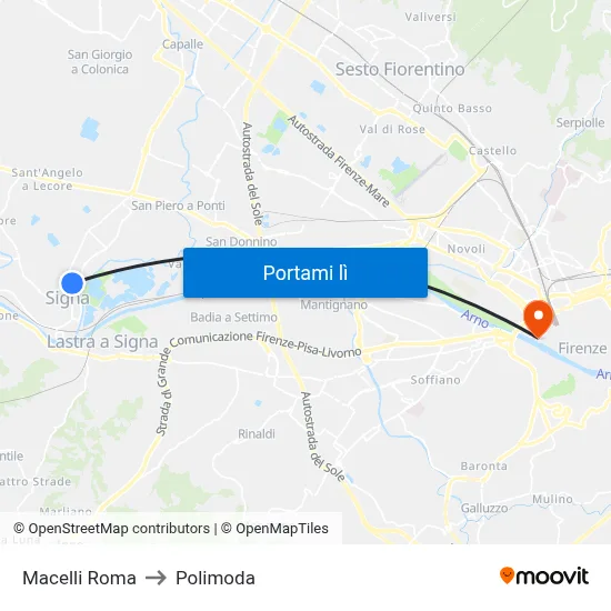 Macelli Roma to Polimoda map
