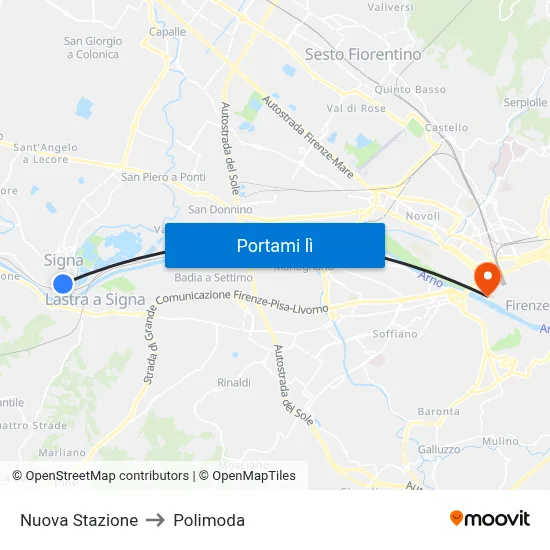 Nuova Stazione to Polimoda map