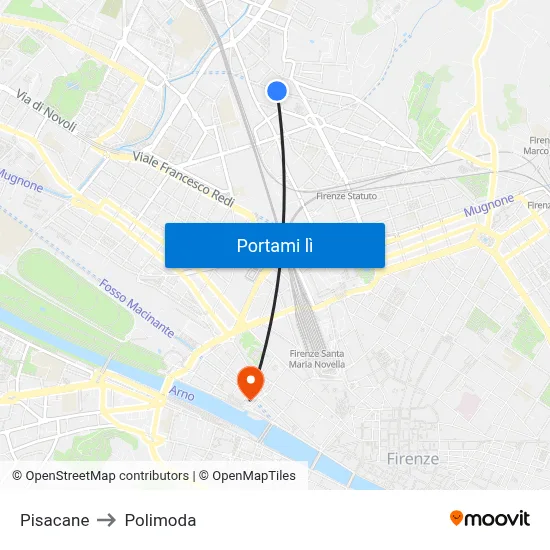 Pisacane to Polimoda map