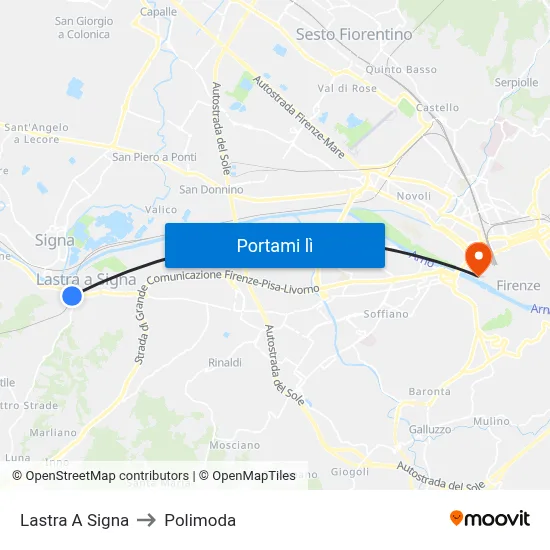 Lastra A Signa to Polimoda map
