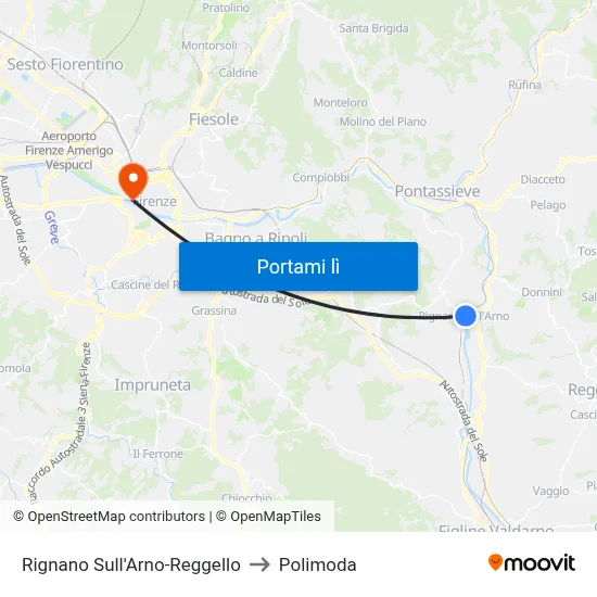 Rignano Sull'Arno-Reggello to Polimoda map