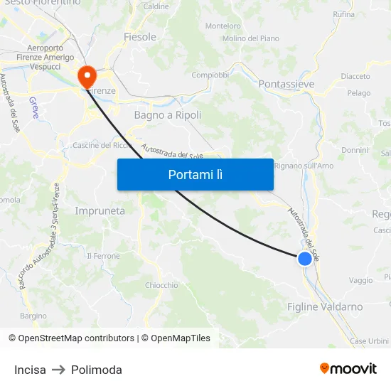 Incisa to Polimoda map