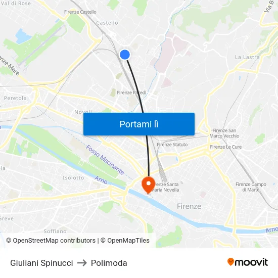 Giuliani Spinucci to Polimoda map