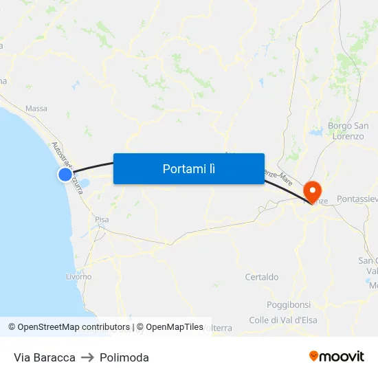 Via Baracca to Polimoda map