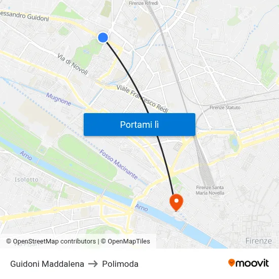 Guidoni Maddalena to Polimoda map