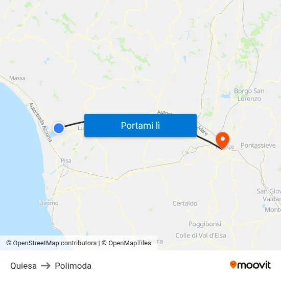 Quiesa to Polimoda map