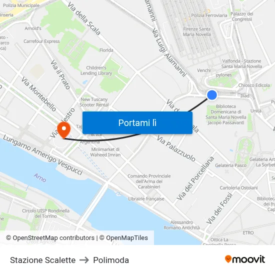 Stazione Scalette to Polimoda map