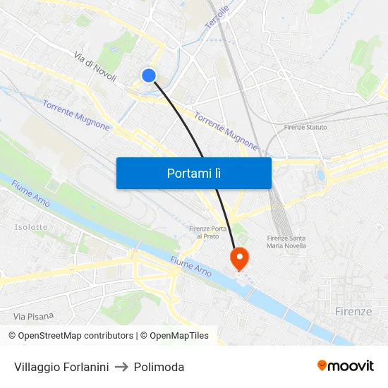 Villaggio Forlanini to Polimoda map