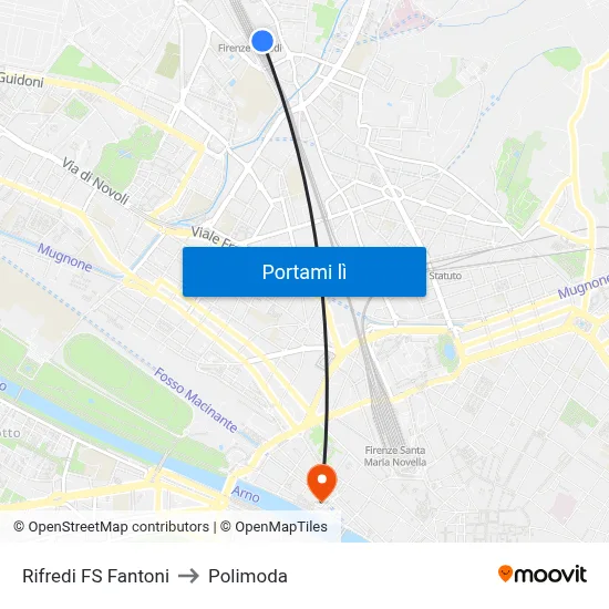 Rifredi FS Fantoni to Polimoda map