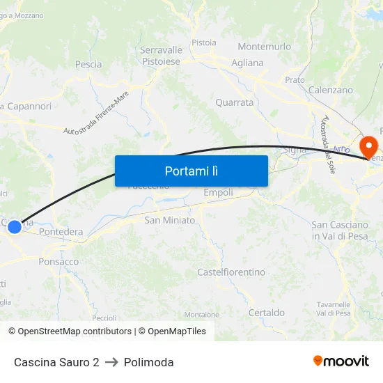 Cascina Sauro 2 to Polimoda map