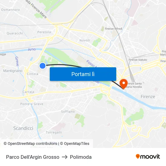 Parco Dell'Argin Grosso to Polimoda map