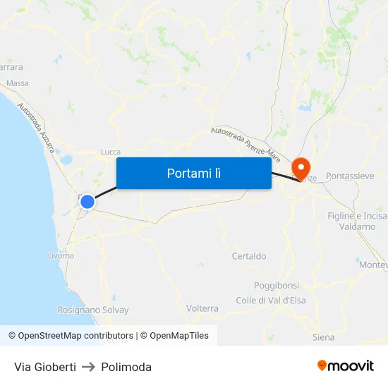 Via Gioberti to Polimoda map