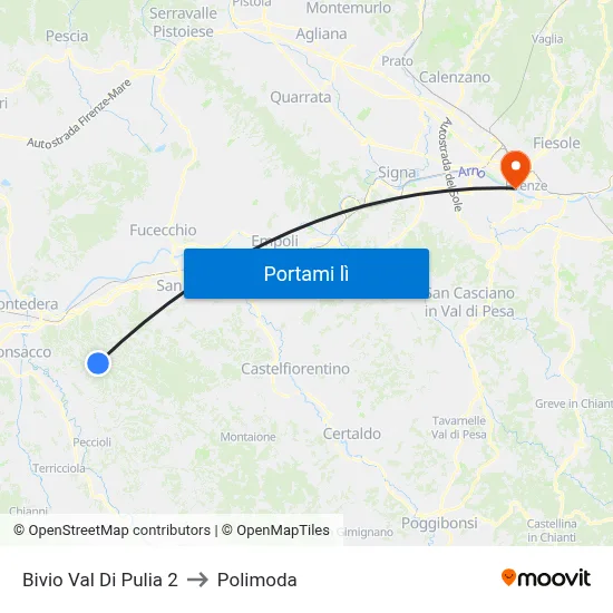 Bivio Val Di Pulia 2 to Polimoda map