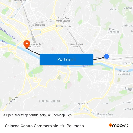 Calasso Centro Commerciale to Polimoda map