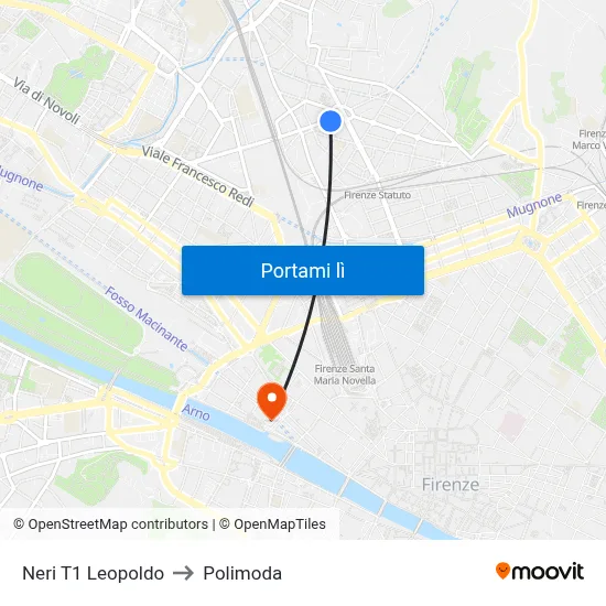 Neri T1 Leopoldo to Polimoda map