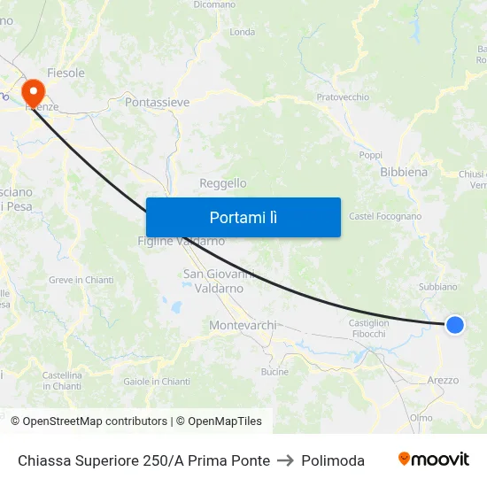 Chiassa Superiore 250/A Prima Ponte to Polimoda map