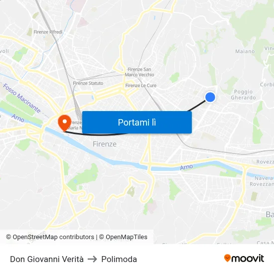 Don Giovanni Verità to Polimoda map