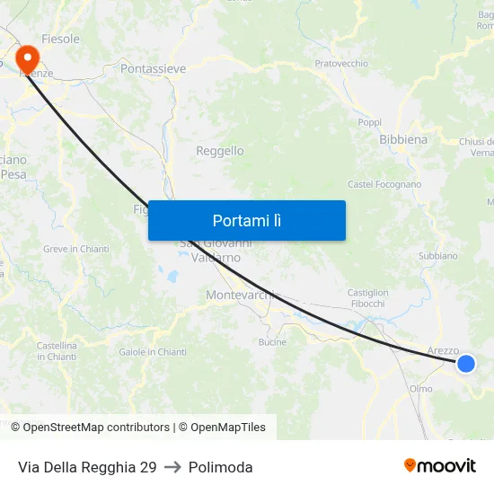 Via Della Regghia 29 to Polimoda map